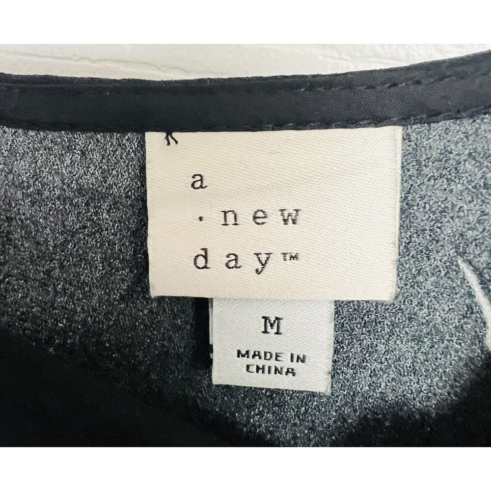 A New Day Women's Size Medium M Floral Print Long Sleeve Dress Black Floral - Picture 5 of 8